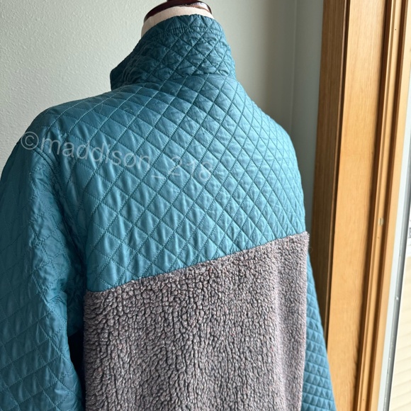 Patagonia Mixed Media Snap-T Pullover Large Crater Blue Sherpa Quilted Jacket L - Picture 7 of 16